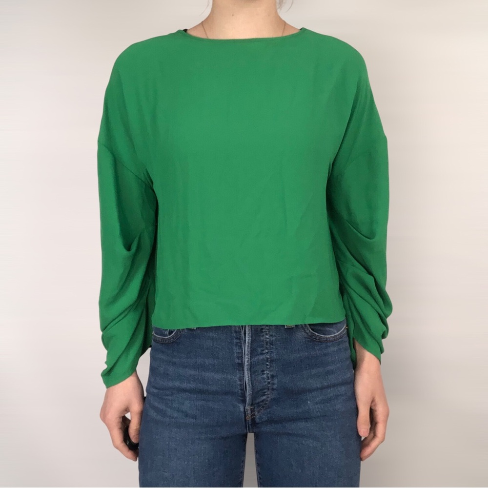 Amanda Uprichard New York Slinky Sleeve Blouse Green Size P